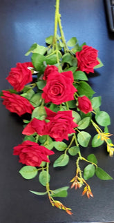 Fir Trandafir artificial roșu 93cm – ramură cu flori decorative realiste